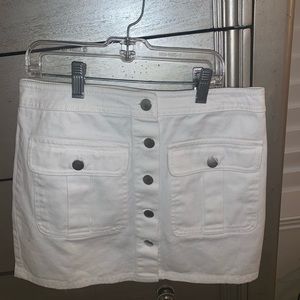 White button down cargo like denim skirt